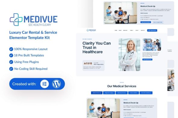 Medivue  – Healthcare & Medical Services Elementor Template Kit