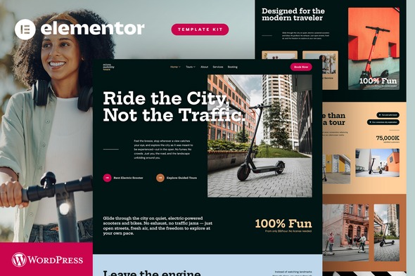 Micromobility Tours  – Electric Scooter & Bike Rental Elementor Template Kit