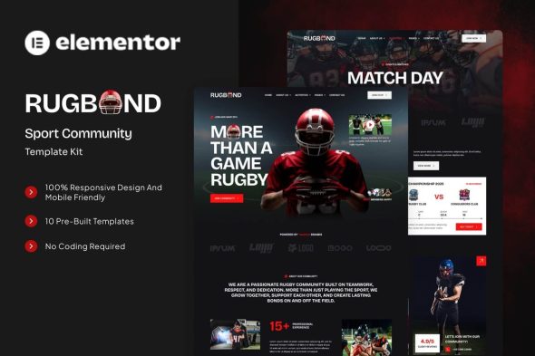 Rugbond  – Sport Community Elementor Template Kit