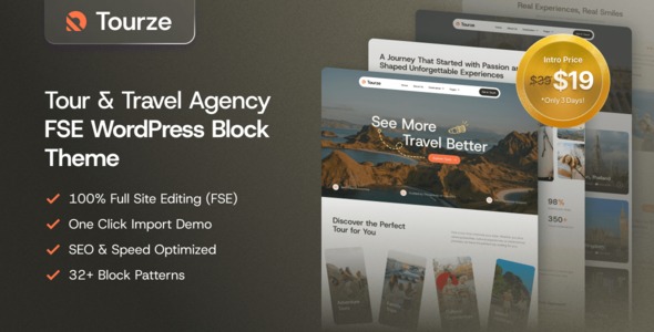 Tourze 1.0.0 – Tour & Travel Agency Gutenverse FSE WordPress Block Theme
