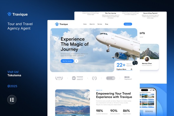 Travique  – Tour & Travel Agency Agent Website Elementor Template Kits