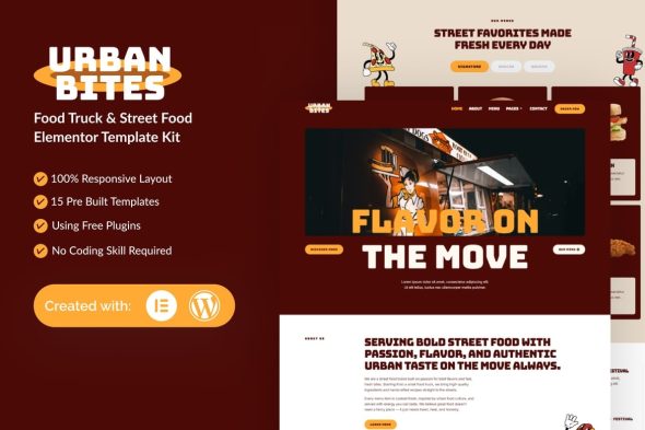 UrbanBites  – Food Truck & Street Food Elementor Template Kit