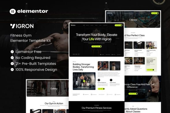 Vigron  – Fitness Gym Elementor Template Kit