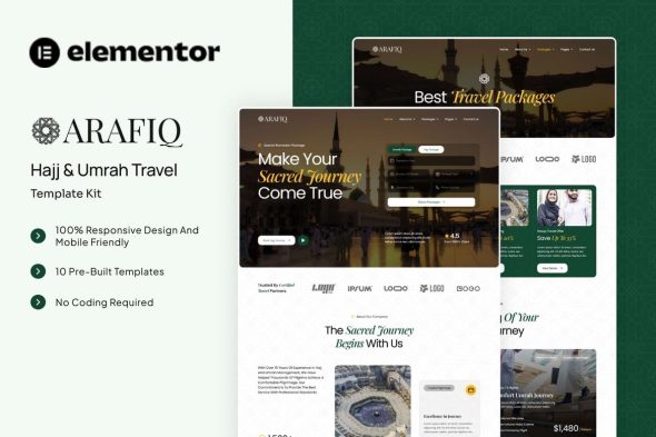Arafiq  – Hajj & Umrah Travel Elementor Template Kit
