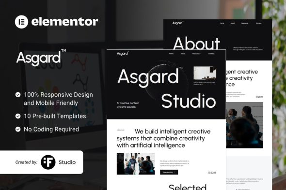 Asgard  – AI Creative Content Agency Elementor Template Kit