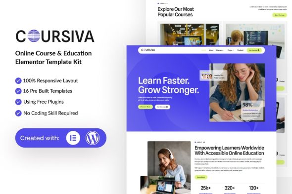 Coursiva  – Online Course & Education Elementor Template Kit