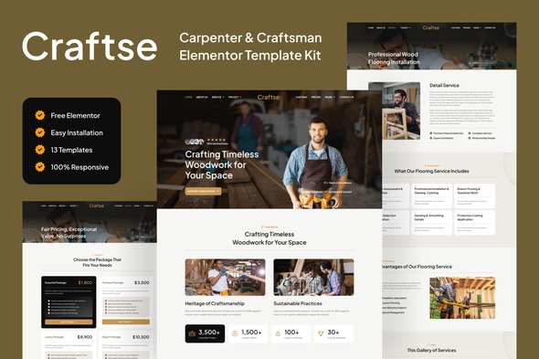 Craftse  – Carpenter & Craftsman Elementor Template Kit