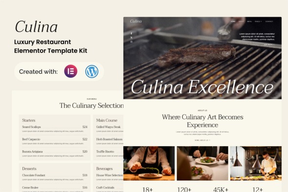 Culina  – Luxury Restaurant Elementor Template Kit