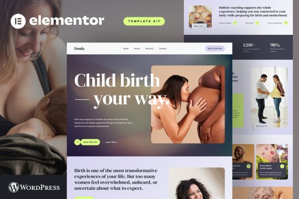 Doula  – Holistic Pregnancy Maternity Coach & Postpartum Care Elementor Template Kit