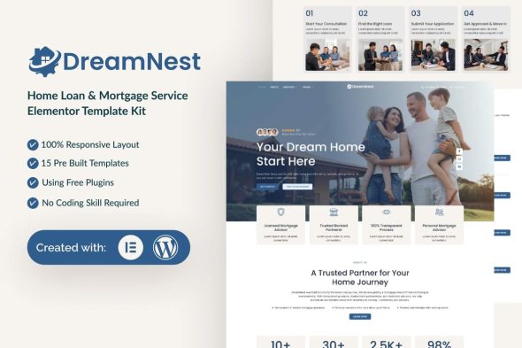 DreamNest  – Home Loan & Mortgage Elementor Template Kit