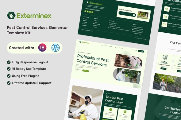 Exterminex  – Pest Control Services Elementor Template Kit