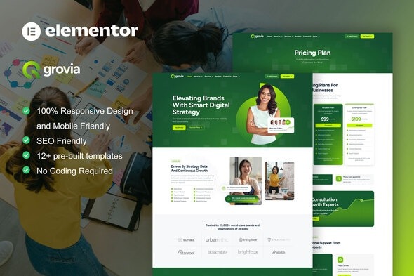 Grovia  – Digital Marketing Agency Elementor Pro Template Kit