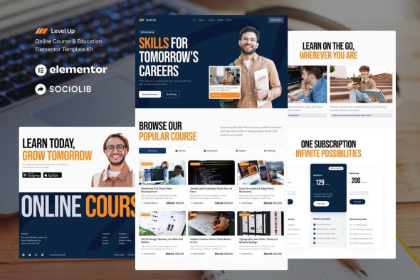 Level Up  – Online Course & Education Elementor Template Kit