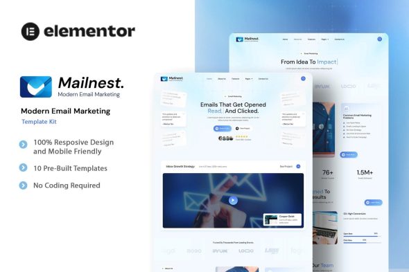 Mailnest  – Modern Email Marketing Elementor Template Kit