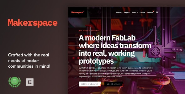 Makerspace 1.0.0 – FabLab & Community Workshop WordPress Theme