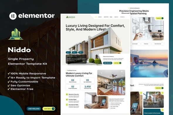 Niddo  – Single Property Elementor Template Kit