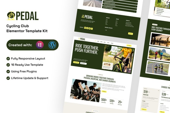 Pedal  – Cycling Club Elementor Template Kit