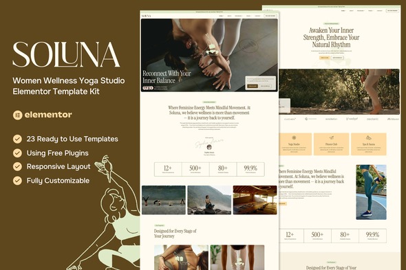 Soluna  – Women Wellness Yoga Studio Elementor Template Kit