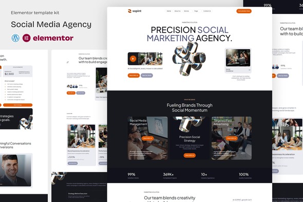 Sopint  – Social Madia Agency Elementor Template Kit