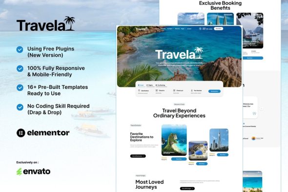 Travela  – Travel & Trip Business Elementor Template Kit