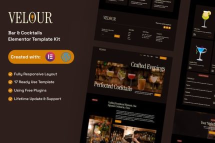 Velour - Bar & Cocktails Elementor Template Kit