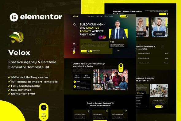Velox  – Creative Agency & Portfolio Elementor Template Kit