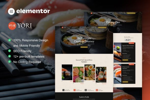 Yori  – Japanese Restaurant & Food Elementor Pro Template Kit