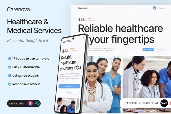 Carenova  – Healthcare & Medical Services Elementor Template Kit