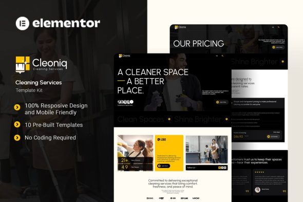 Cleoniq  – Cleaning Services Elementor Template Kit