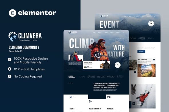 Climvera  – Climbing Community Elementor Template Kit