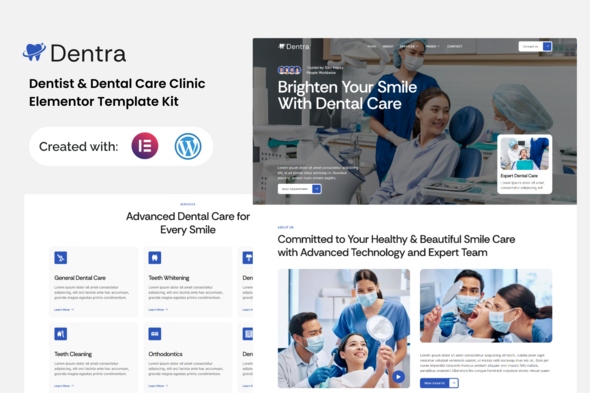 Dentra  – Dentist & Dental Care Clinic Elementor Template Kit