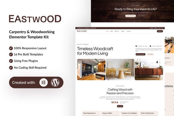 Eastwood  – Carpentry & Woodworking Elementor Template Kit