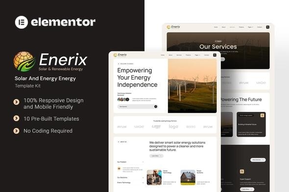 Enerix  – Solar and Renewable Energy Elementor Template Kit