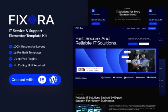 Fixora  – IT Service & Support Elementor Template Kit