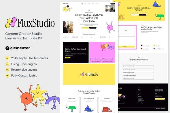 FluxStudio  – Content Creator Studio Elementor Template Kit