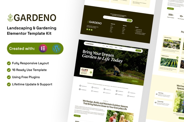 Gardeno  – Landscaping & Gardening Elementor Template Kit