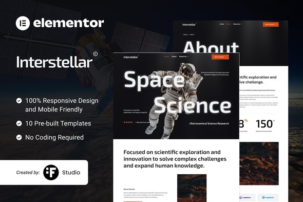 Interstellar  – Science & Research Elementor Template Kit