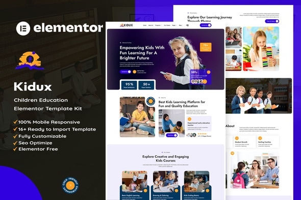 Kidux  – Children Education Elementor Template Kit