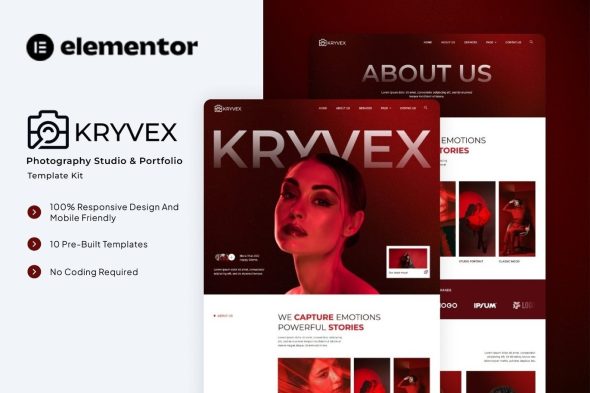 Kryvex  – Photography Studio & Portfolio Elementor Template Kit