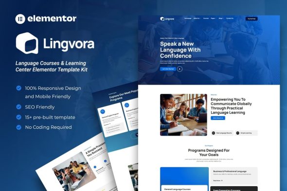 Lingvora  – Language Courses & Learning Center Elementor Template Kit