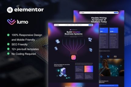 Lumo - Artificial Intelligence & Technology Services Elementor Pro Template Kit
