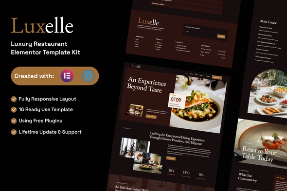 Luxelle  – Luxury Restaurant Elementor Template Kit