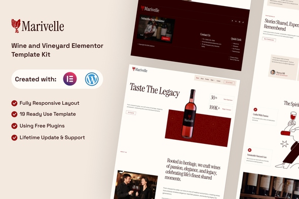 Marivelle  – Wine and Vineyard Elementor Template Kit