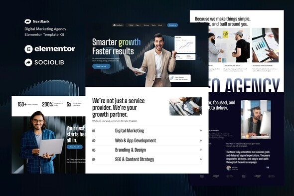 Nextrank  – Digital Marketing Agency Elementor Template Kit