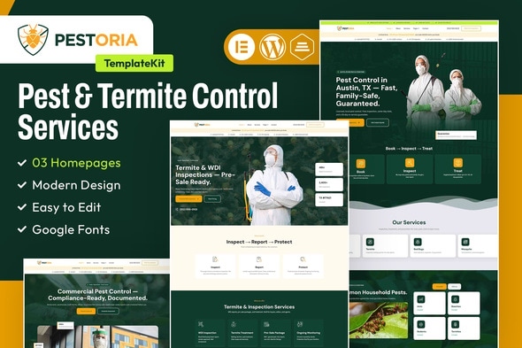 Pestoria  – Pest & Termite Control Services Elementor Template Kit