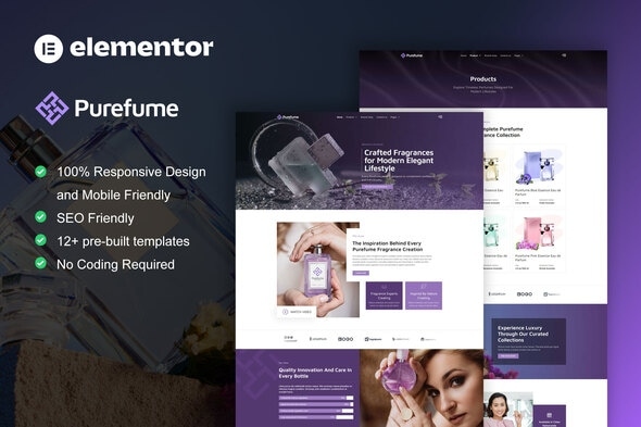 Purefume  – Perfume & Fragrance Elementor Pro Template Kit