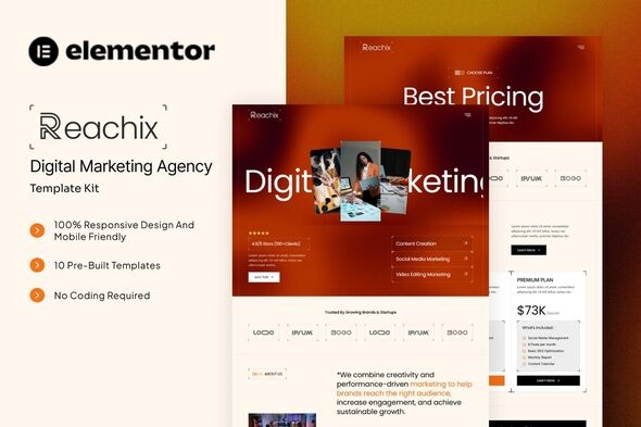 Reachix  – Digital Marketing Agency Elementor Template Kit