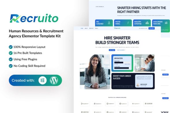 Recruito  – Human Resources & Recruitment Agency Elementor Template Kit