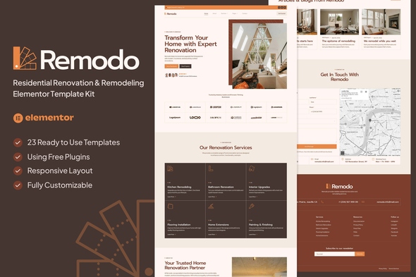 Remodo  – Residential Renovation & Remodeling Elementor Template Kit