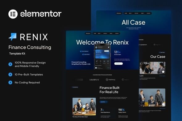 Renix  – Finance Consulting Elementor Template Kit